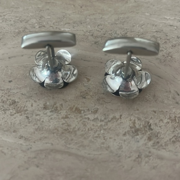 Vintage Silver Rose cuff links - Picture 2 of 3